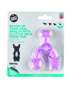 TastyBone Dental Trio Bone Toy Raspberry & Mint