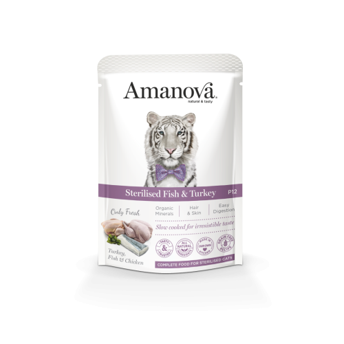 Amanova P12 Sterilised Fish & Turkey 85 gram natvoeding