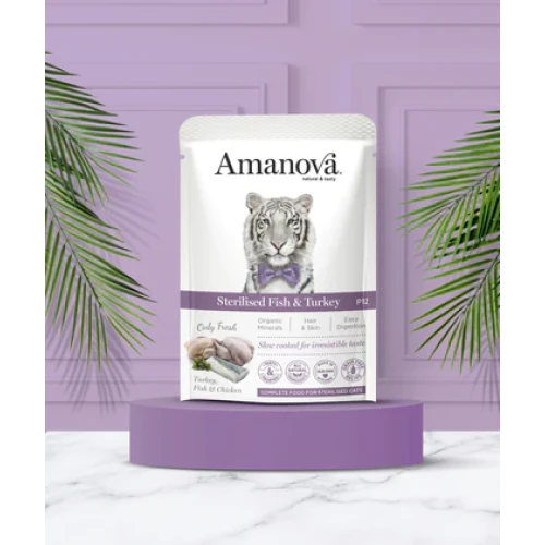 Amanova P12 Sterilised Fish & Turkey 85 gram natvoeding
