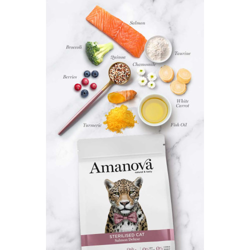 Amanova Low Grain Adult Sterilised Salmon Deluxe Kattenbrokken