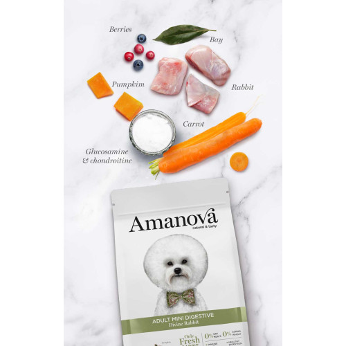 Amanova Grain Free Adult Mini Digestive Divine Rabbit Hondenbrokken
