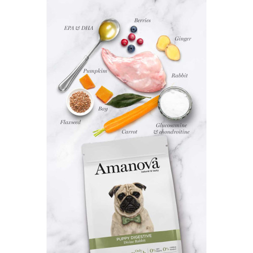 Amanova  Grain Free Puppy Digestive Divine Rabbit Hondenbrokken