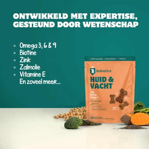 Bobiotics Huid & Vacht (vleesvrij) 60 snoepjes