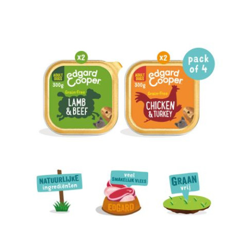 Edgard & Cooper Adult Multipack Kuipjes 4 x 300 gram