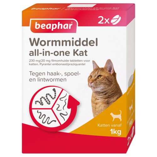 Beaphar Wormmiddel All-in-One kat 2 tabletten