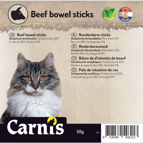 Carnis Runderdarm sticks 50 gram Kattensnack