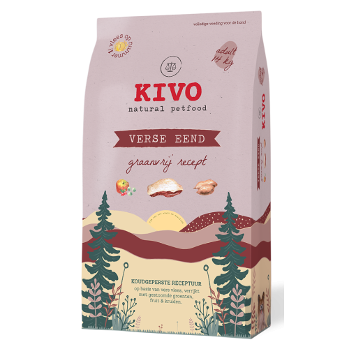 Kivo Verse Eend Adult Graanvrij Geperste Hondenbrokken