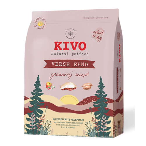 Kivo Verse Eend Adult Graanvrij Geperste Hondenbrokken