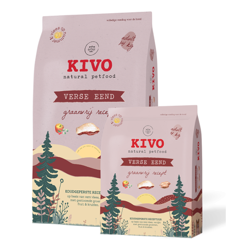 Kivo Verse Eend Adult Graanvrij Geperste Hondenbrokken