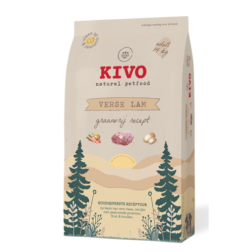 Kivo Verse Lam Adult Graanvrij Geperste Hondenbrokken