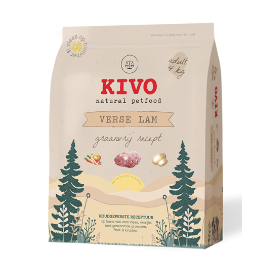 Kivo Verse Lam Adult Graanvrij Geperste Hondenbrokken