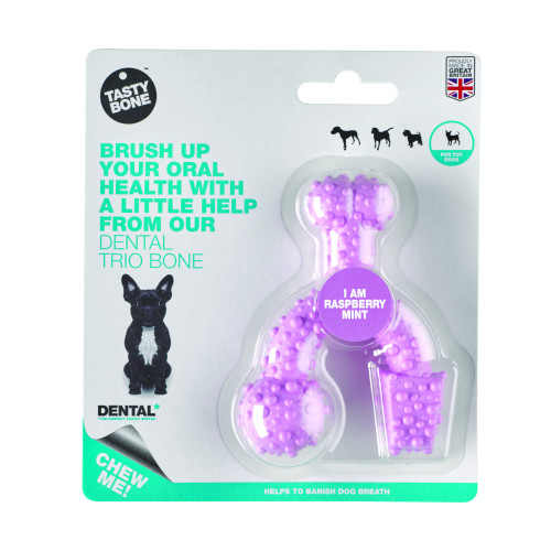 TastyBone Dental Trio Bone Toy Raspberry & Mint