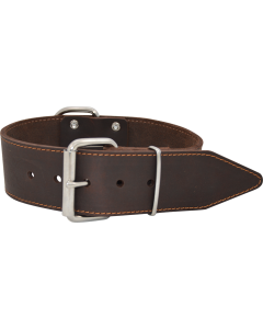 J & V Greased Leather Collar Darkbrown