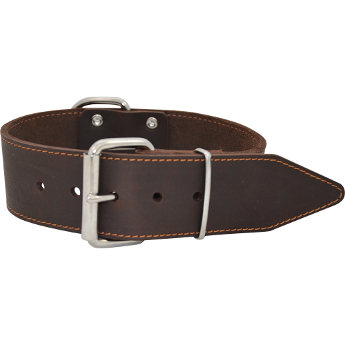 J & V Greased Leather Collar Darkbrown