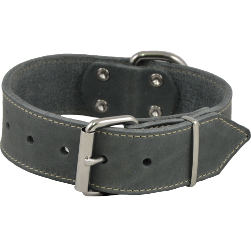 J & V Fat Leather Collar grey