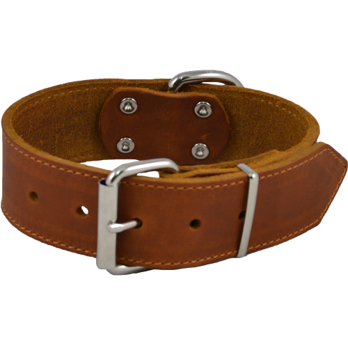 J & V Fat Leather Collar cognac