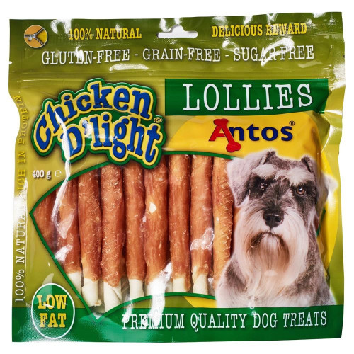 Antos Chicken D'light Lollies Hondensnack 400 gram