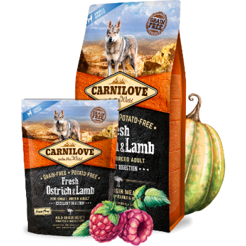 Carnilove Fresh Fresh Ostrich & Lamb Mini Graanvrije Hondenvoeding